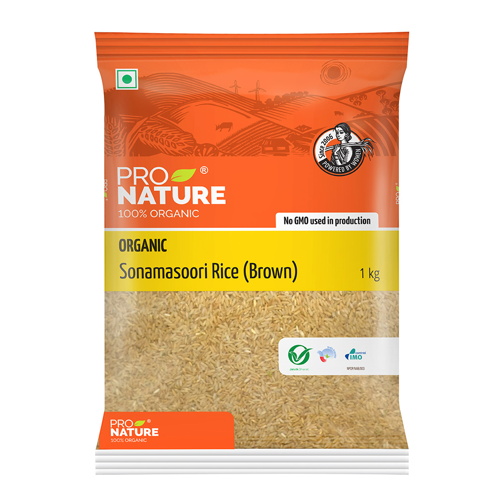Sonamasoori Rice (Brown) 1kg - Pro Nature Organic Foods